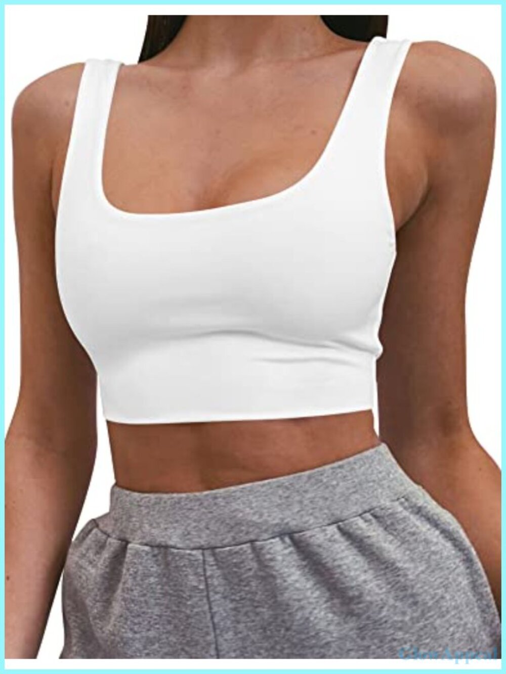 Women's Sleeveless Square Neck Backless Crop Tank Top Slim Fit